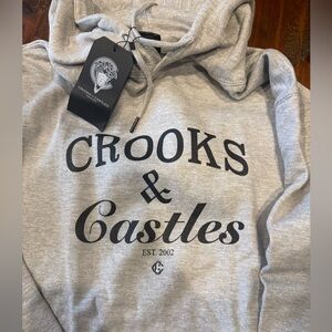 Crooks & Castles Gray Logo Hoodie with Black Print